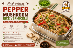 Mouth Watering Pepper Mushroom Rice Vermicelli  – Easy Spicy Noodle Recipe
