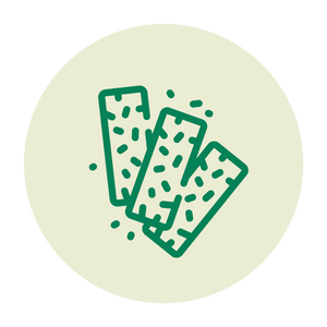 Simple outline of three rectangular crackers with white background