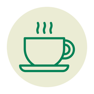 Simple green outline teacup with white background